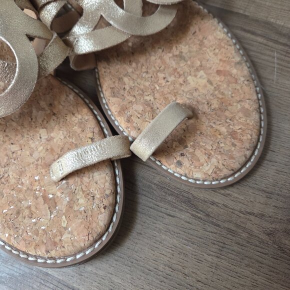 NEW W/O BOX CROWN VINTAGE LEATHER UPPER CORK FOOTBED TOE RING SANDALS 9.5 WMN - Picture 9 of 16